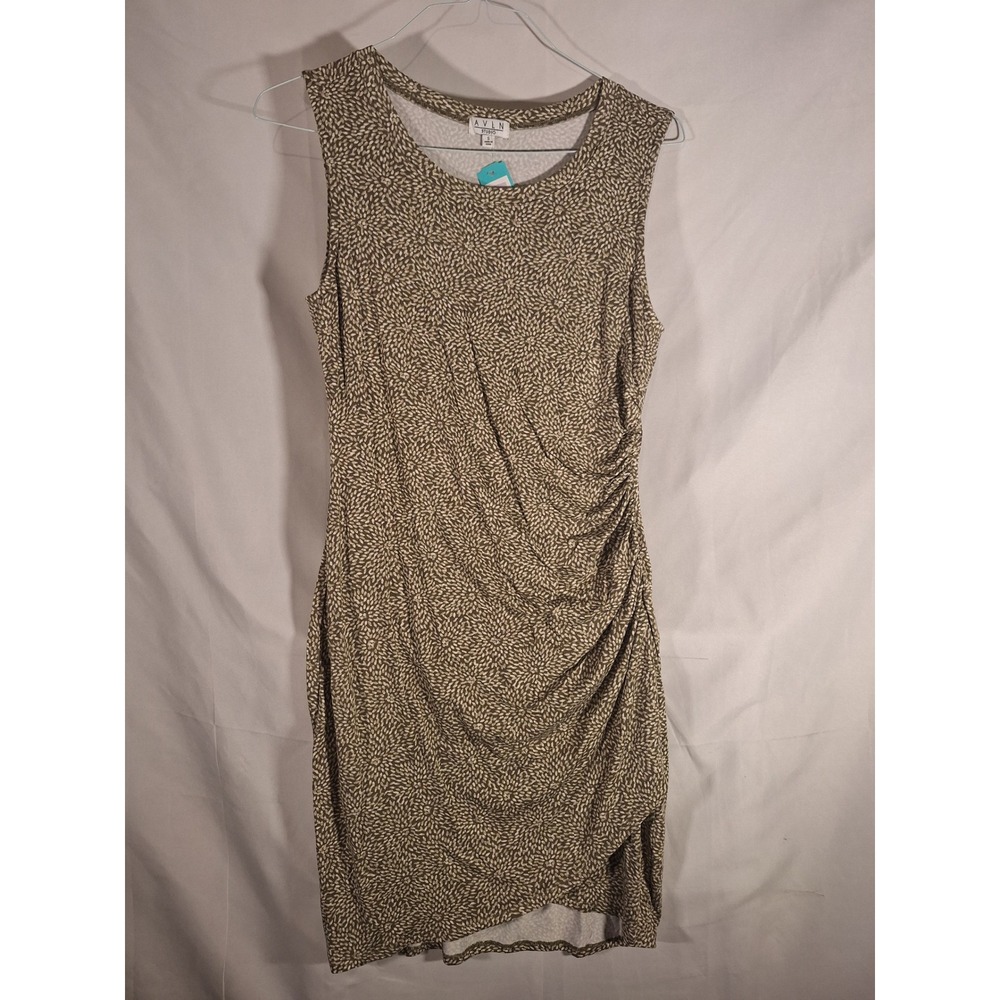 AVLN Studio Lane Ruched Knit Bodycon Dress Olive‎ Green S Sleeveless
